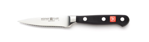 40663-7/09 wusthof classic 3.5 inch fully serrated paring knife. riveted handle.