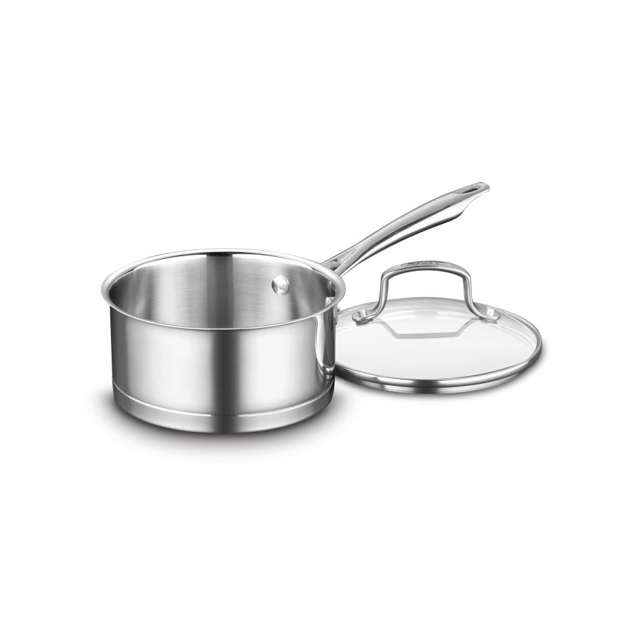 Cuisinart Chef's Classic Stainless Steel Sauce Pan With Lid 1-1/2 qt Black