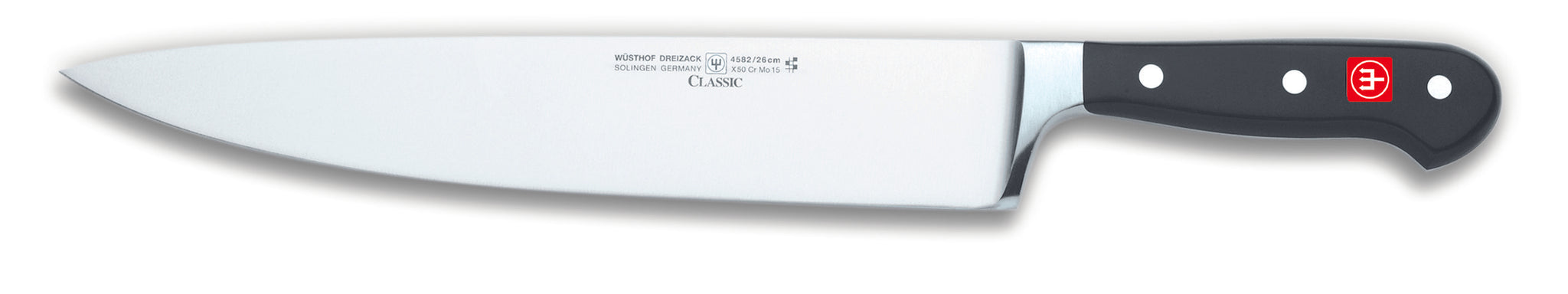 4582-7/26 wusthof classic cooks knife. 10 inches. riveted handle.